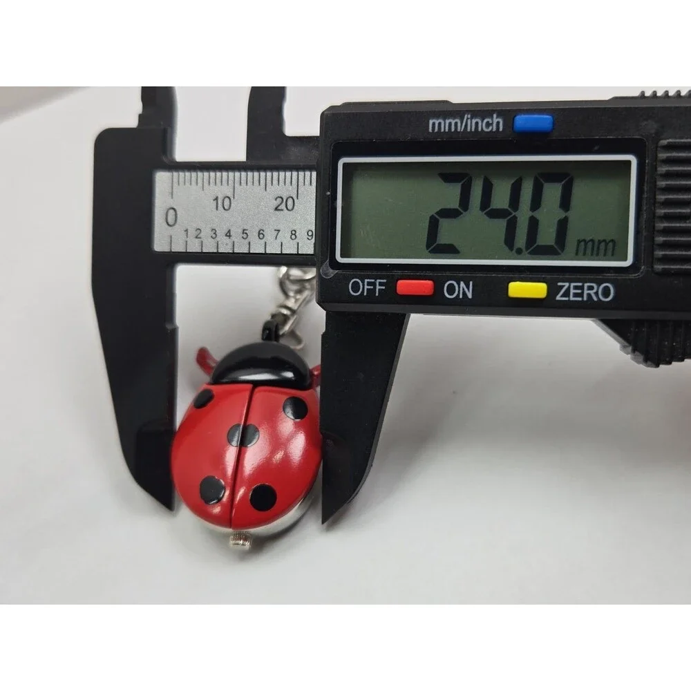 Xanadu Ladybug Keychain Pendant Hidden Dial Watch Wings Red Silver New Battery